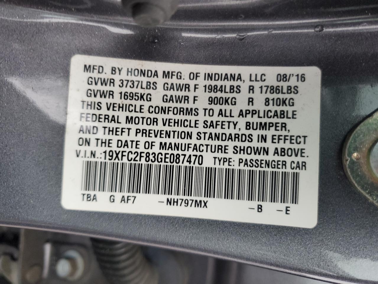 2016 HONDA CIVIC