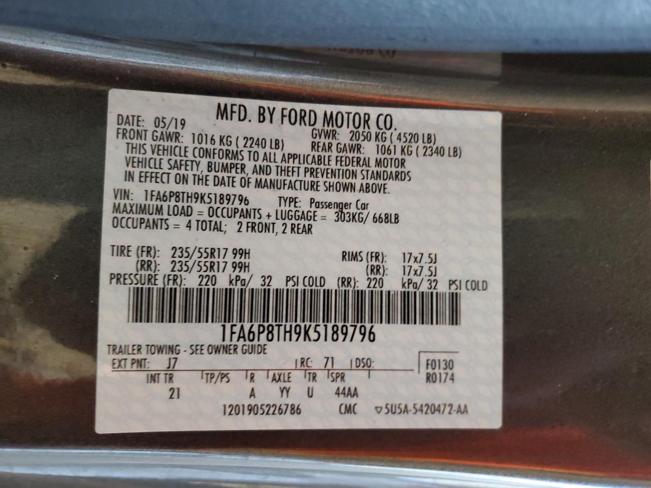 2019 FORD MUSTANG