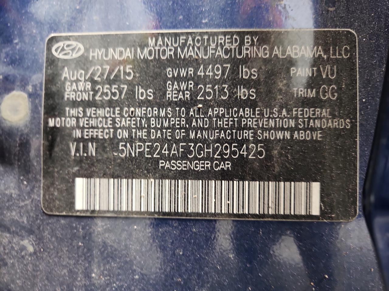 2016 HYUNDAI SONATA
