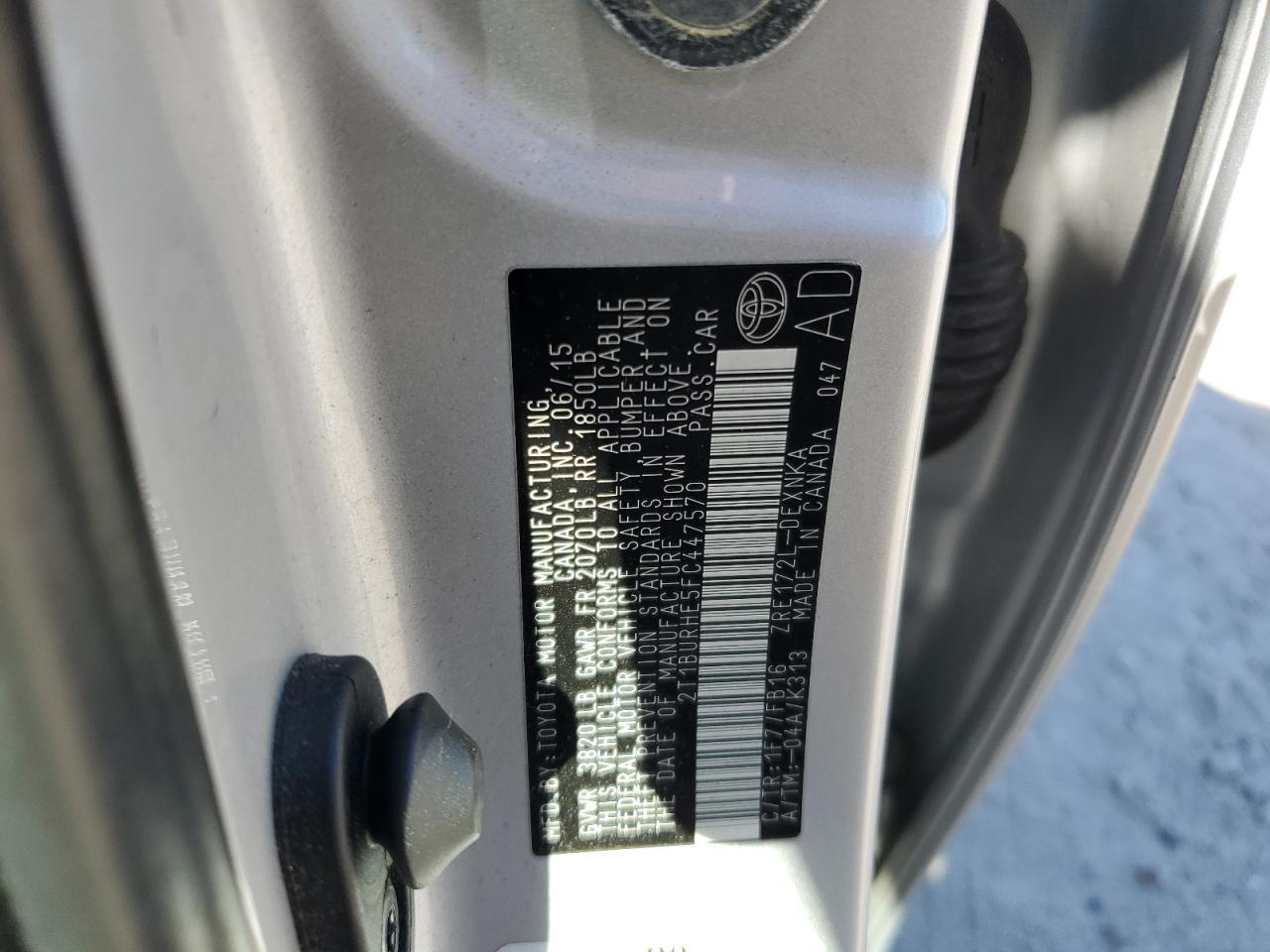 2015 TOYOTA COROLLA