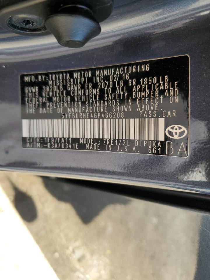 2016 TOYOTA COROLLA
