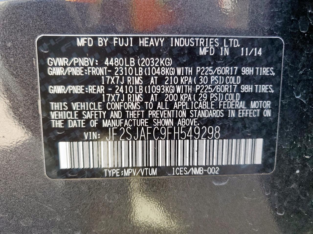 2015 SUBARU FORESTER