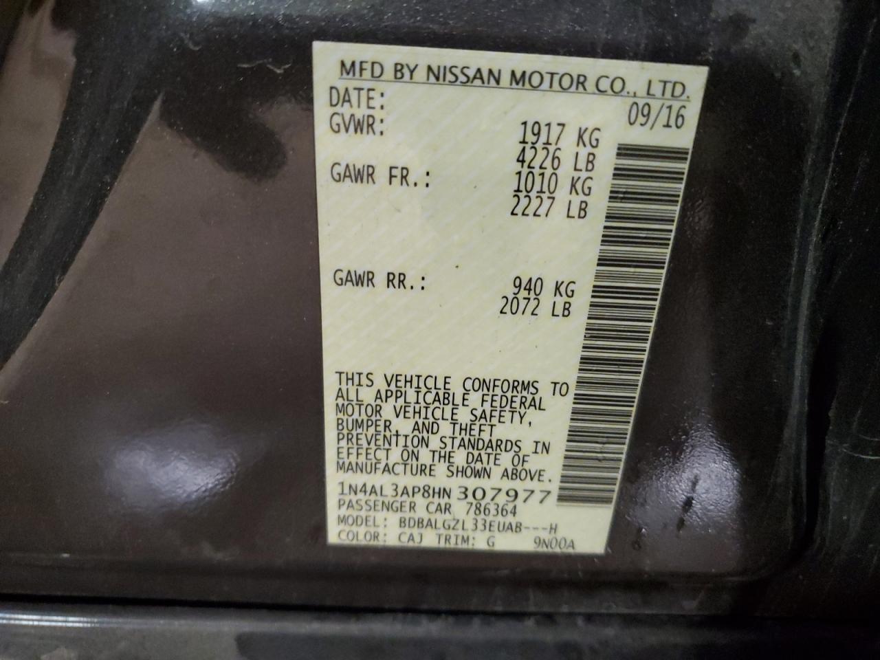2017 NISSAN ALTIMA