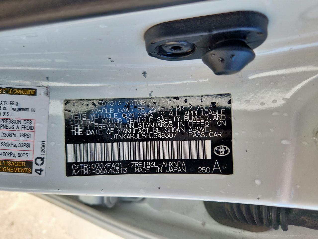 2017 TOYOTA COROLLA