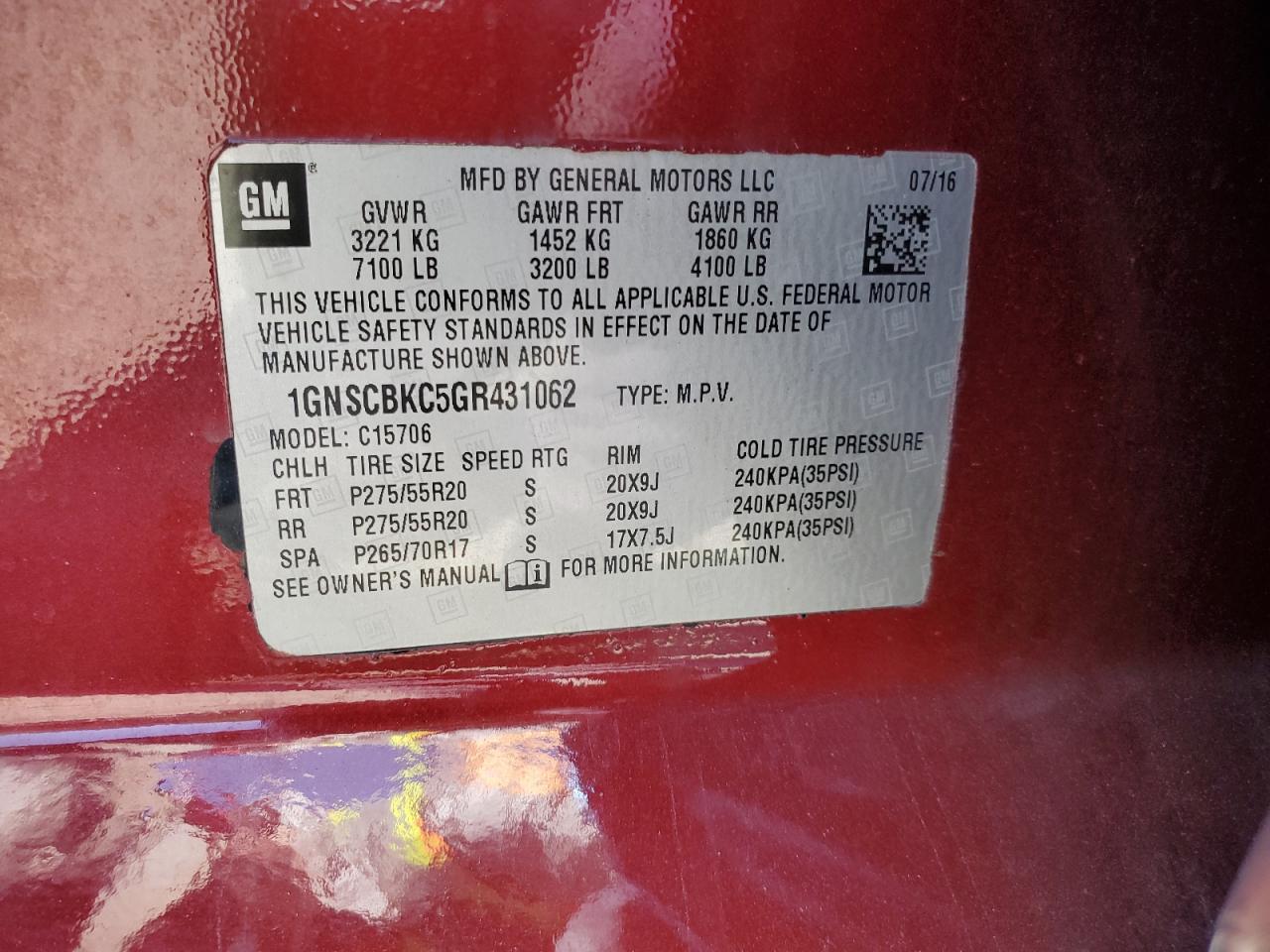 2016 CHEVROLET Tahoe