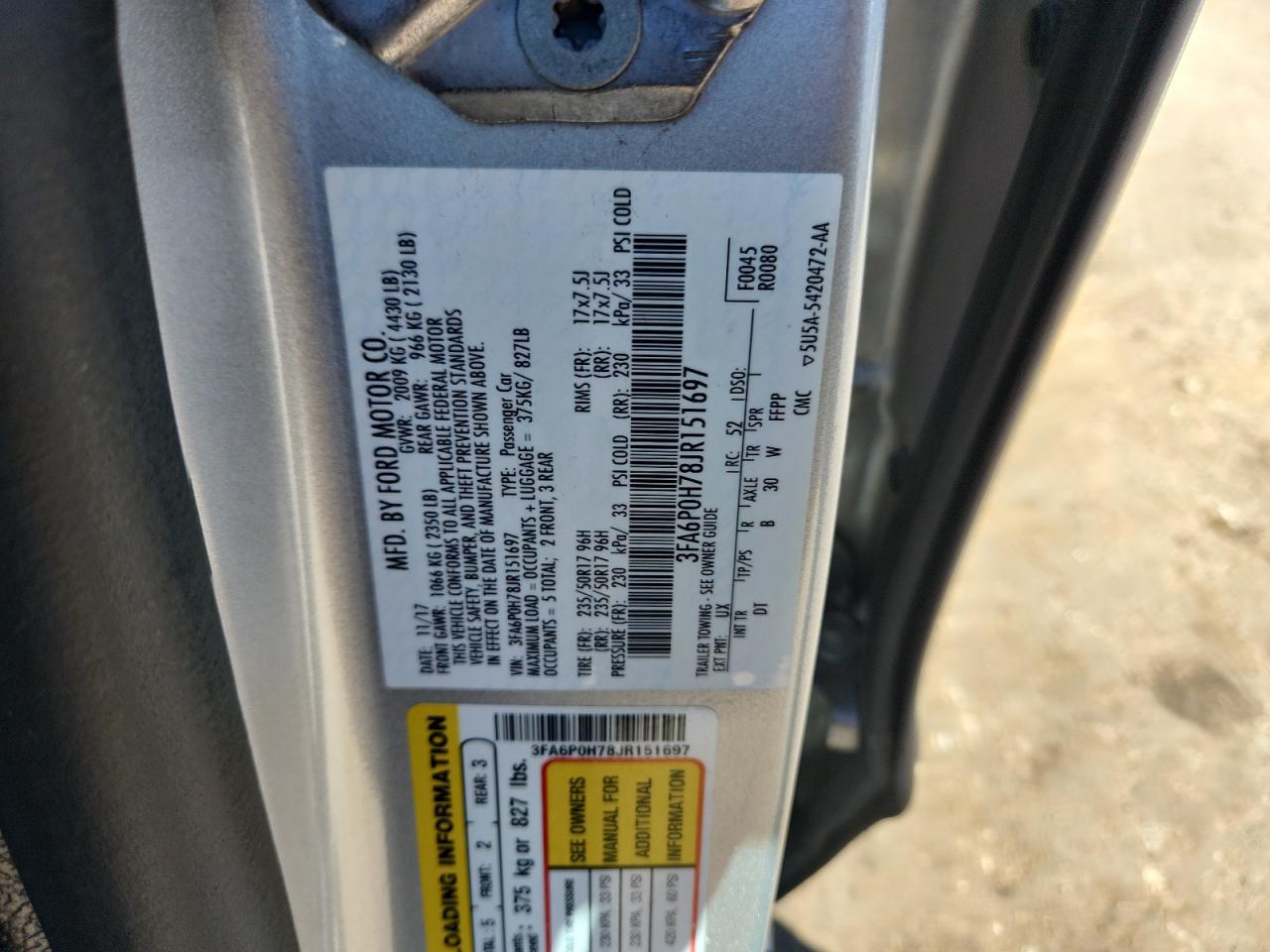 2018 FORD FUSION