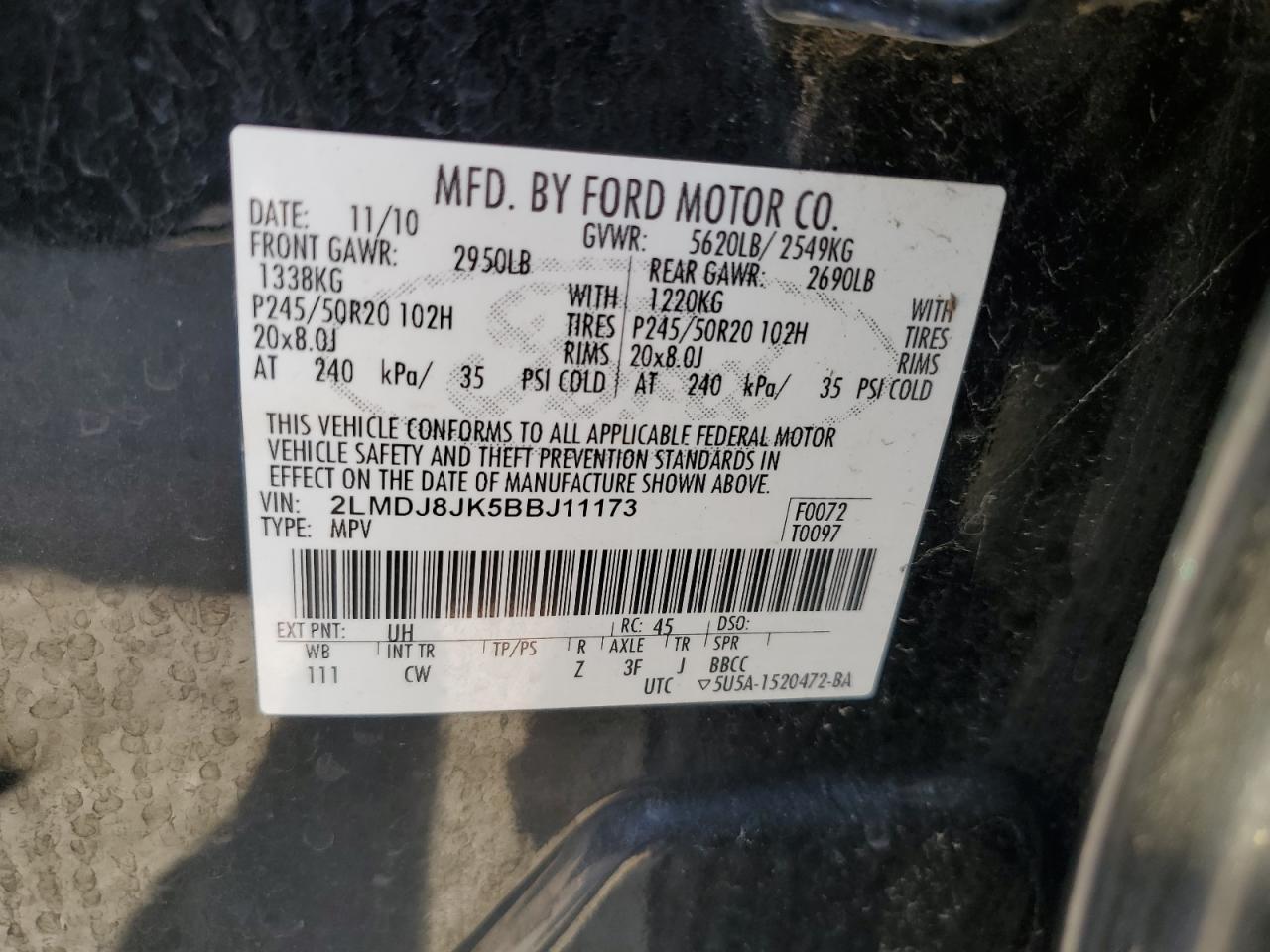 2011 LINCOLN MKX
