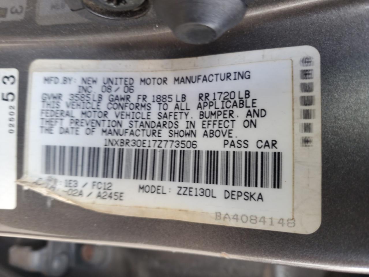 2007 TOYOTA COROLLA