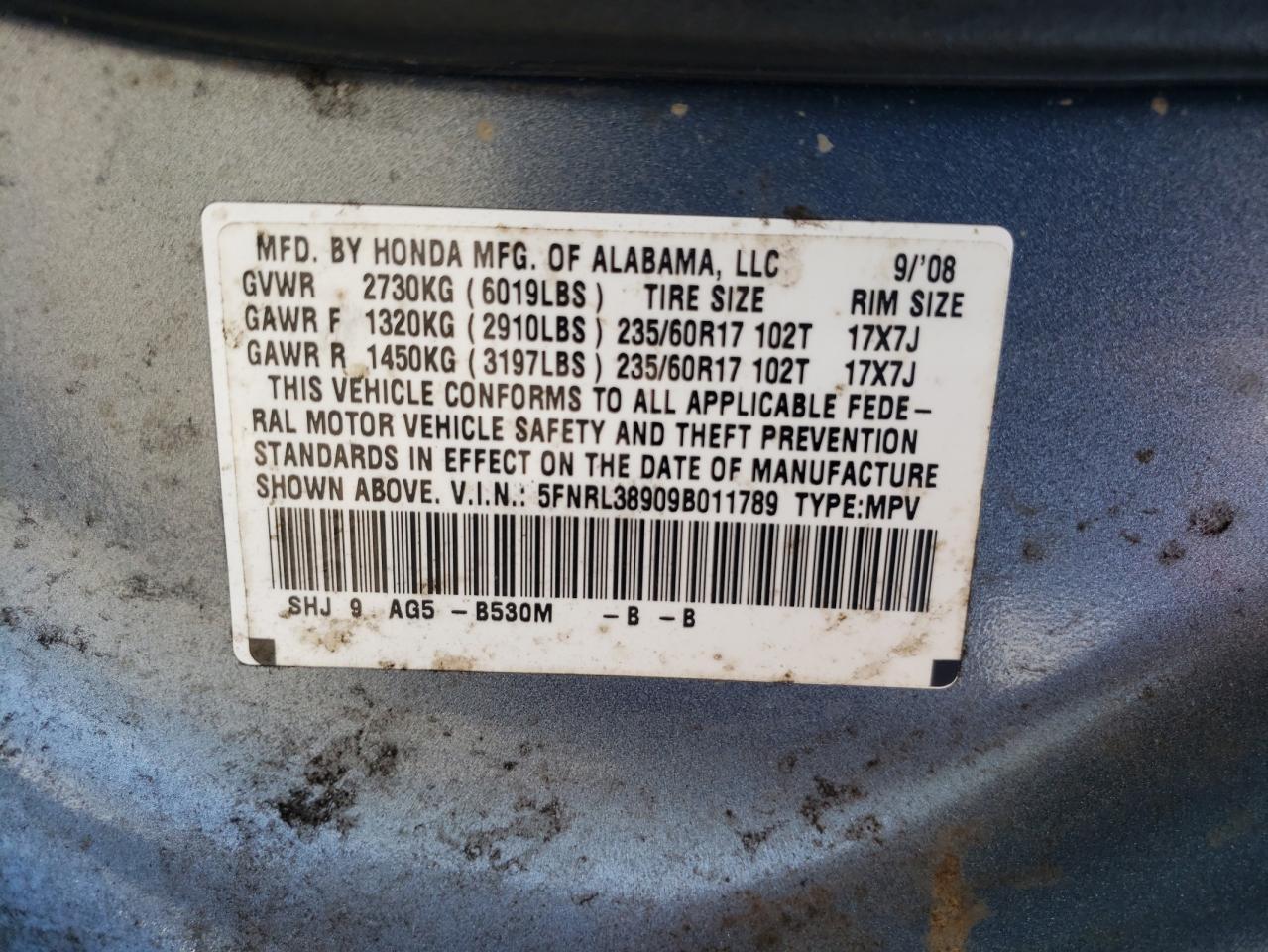 2009 HONDA ODYSSEY