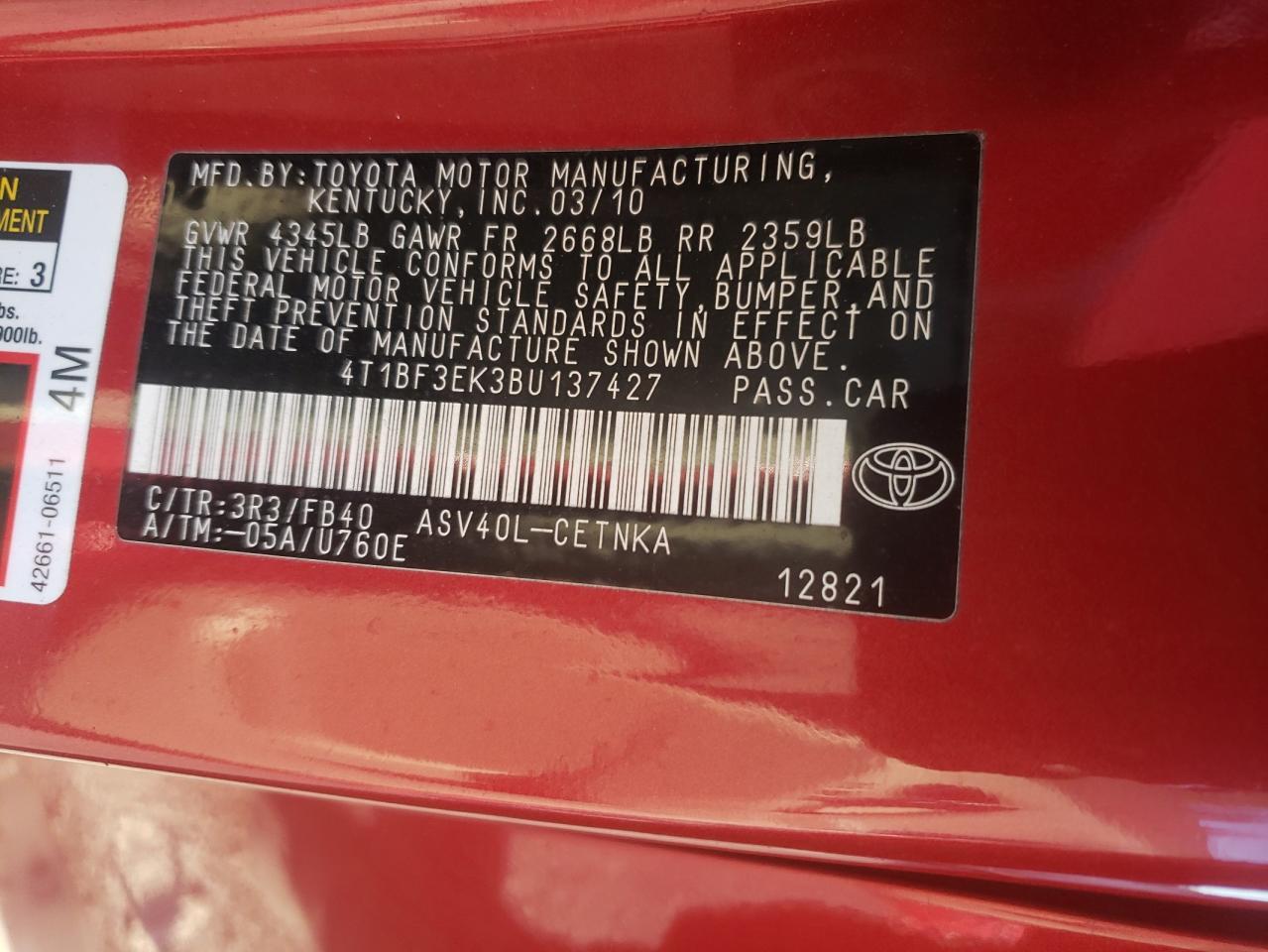2011 TOYOTA CAMRY