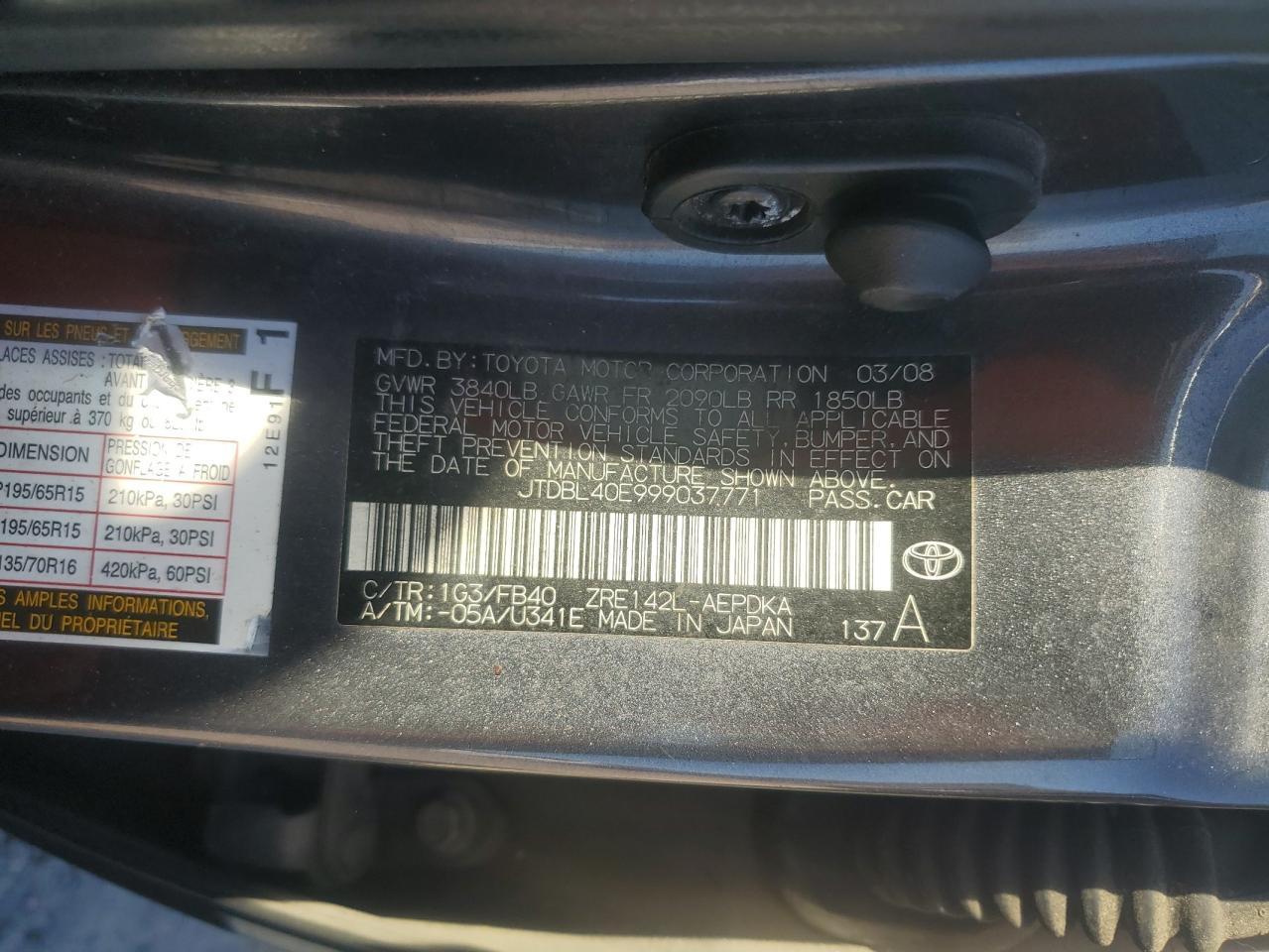 2009 TOYOTA COROLLA