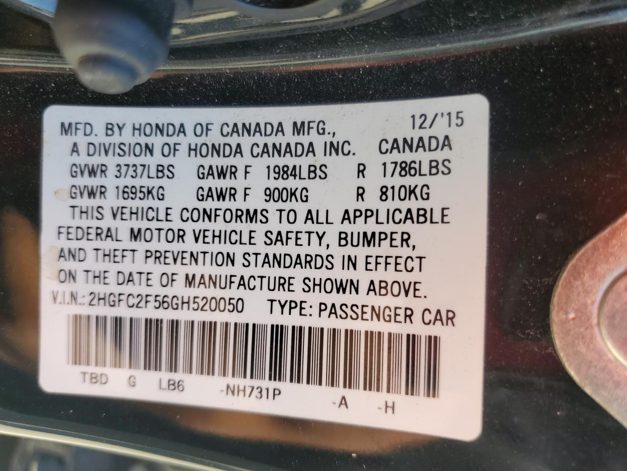 2016 HONDA CIVIC
