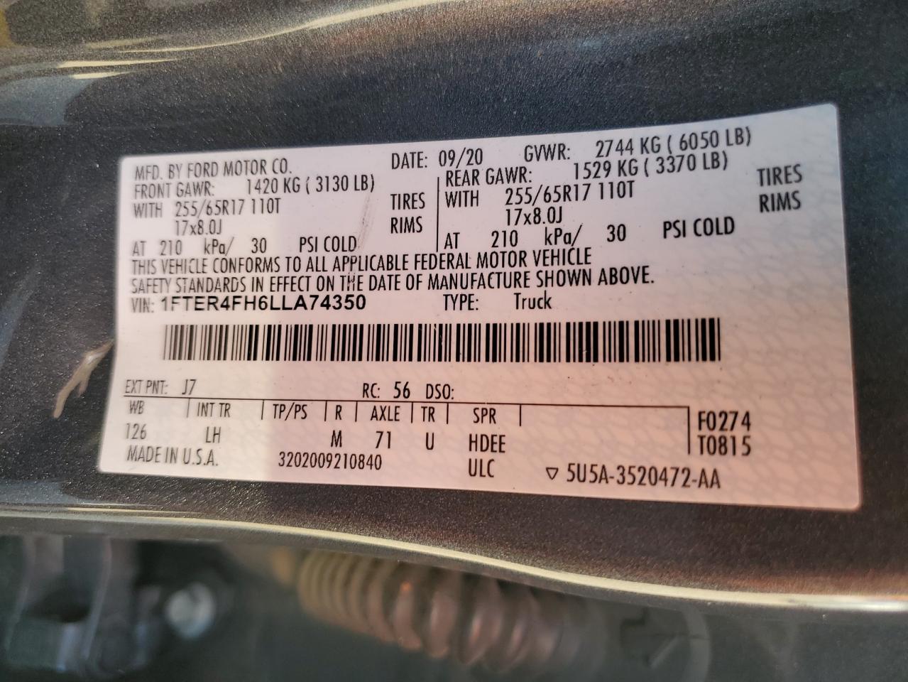 2020 FORD RANGER