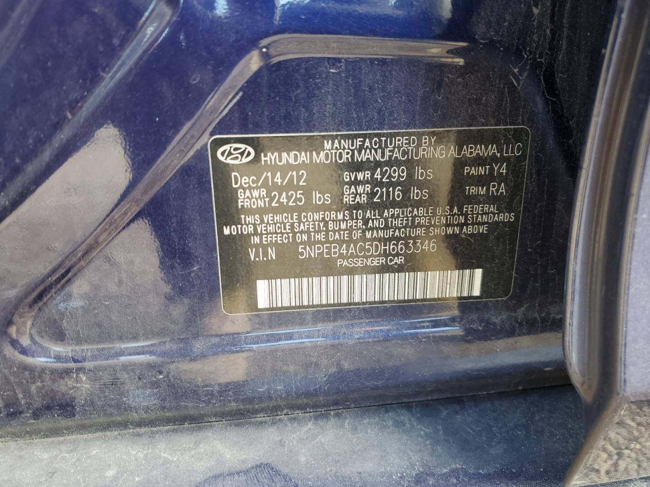 2013 HYUNDAI SONATA