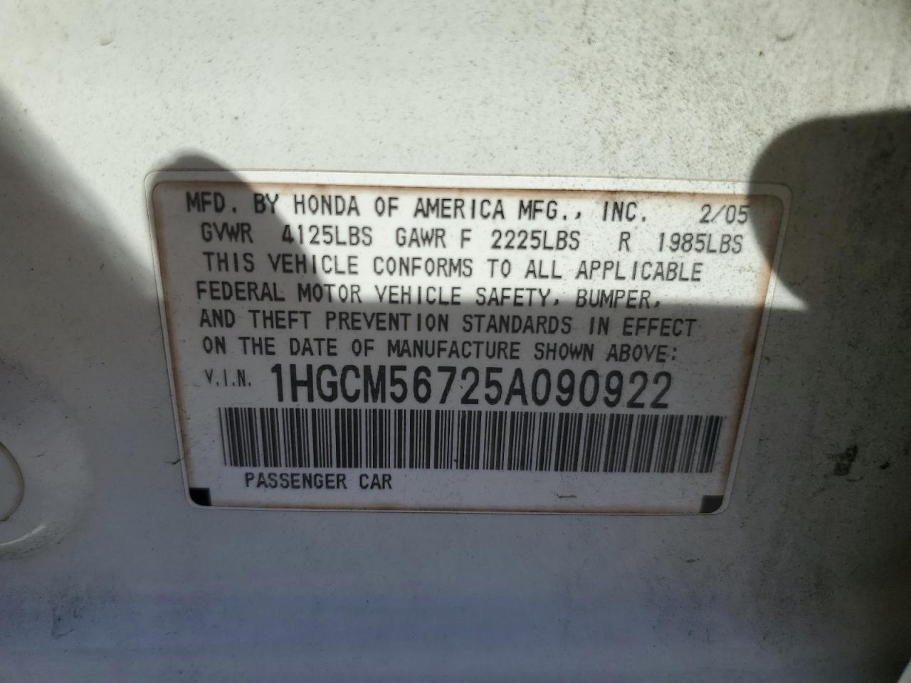 2005 HONDA ACCORD