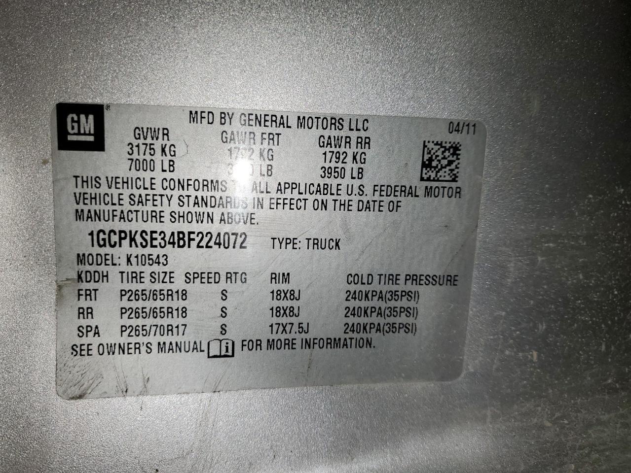 2011 CHEVROLET SILVERADO 1500