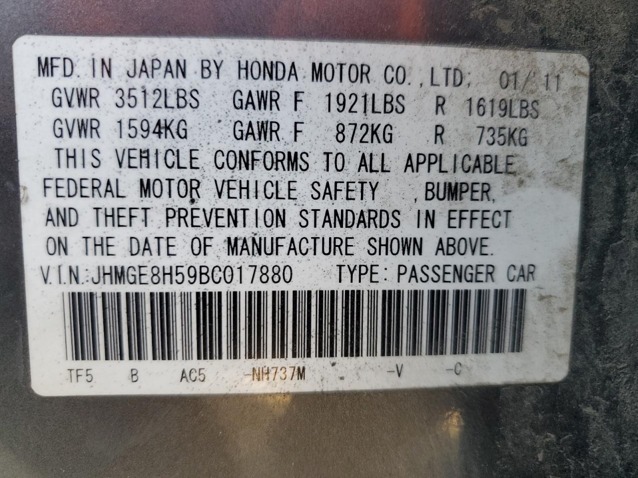 2011 HONDA FIT