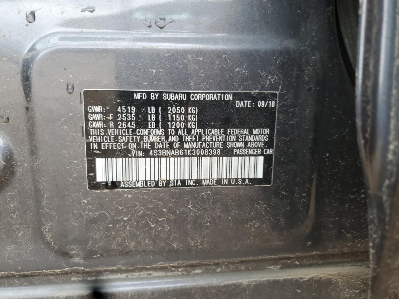 2019 SUBARU Legacy