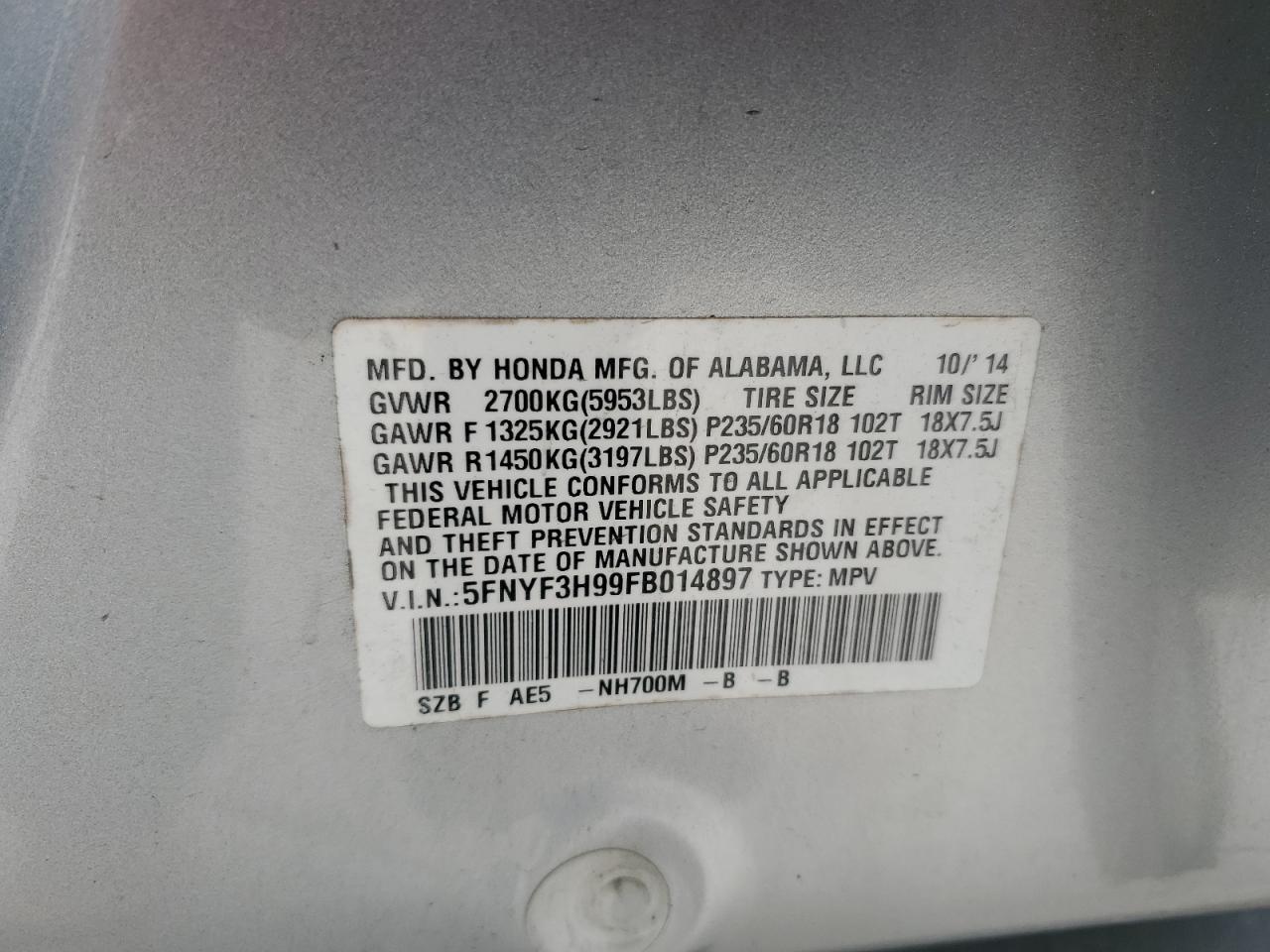 2015 HONDA PILOT