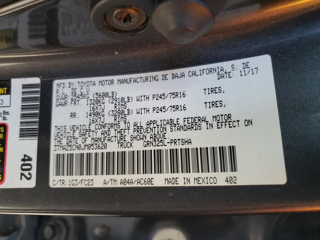 2018 TOYOTA TACOMA