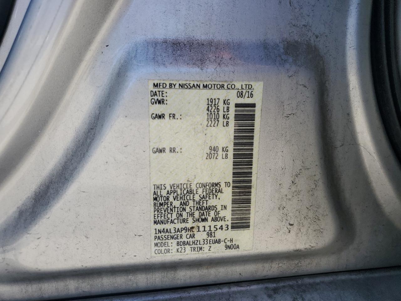 2017 NISSAN ALTIMA