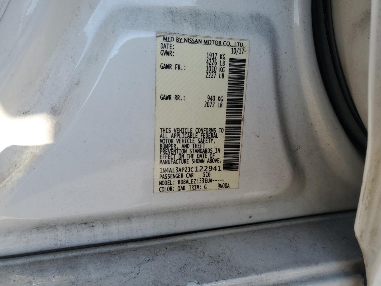 2018 NISSAN ALTIMA