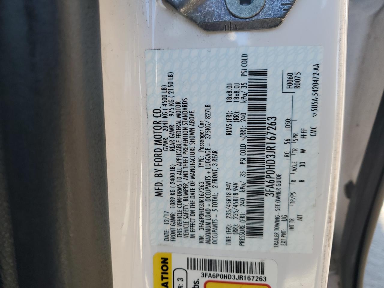 2018 FORD FUSION