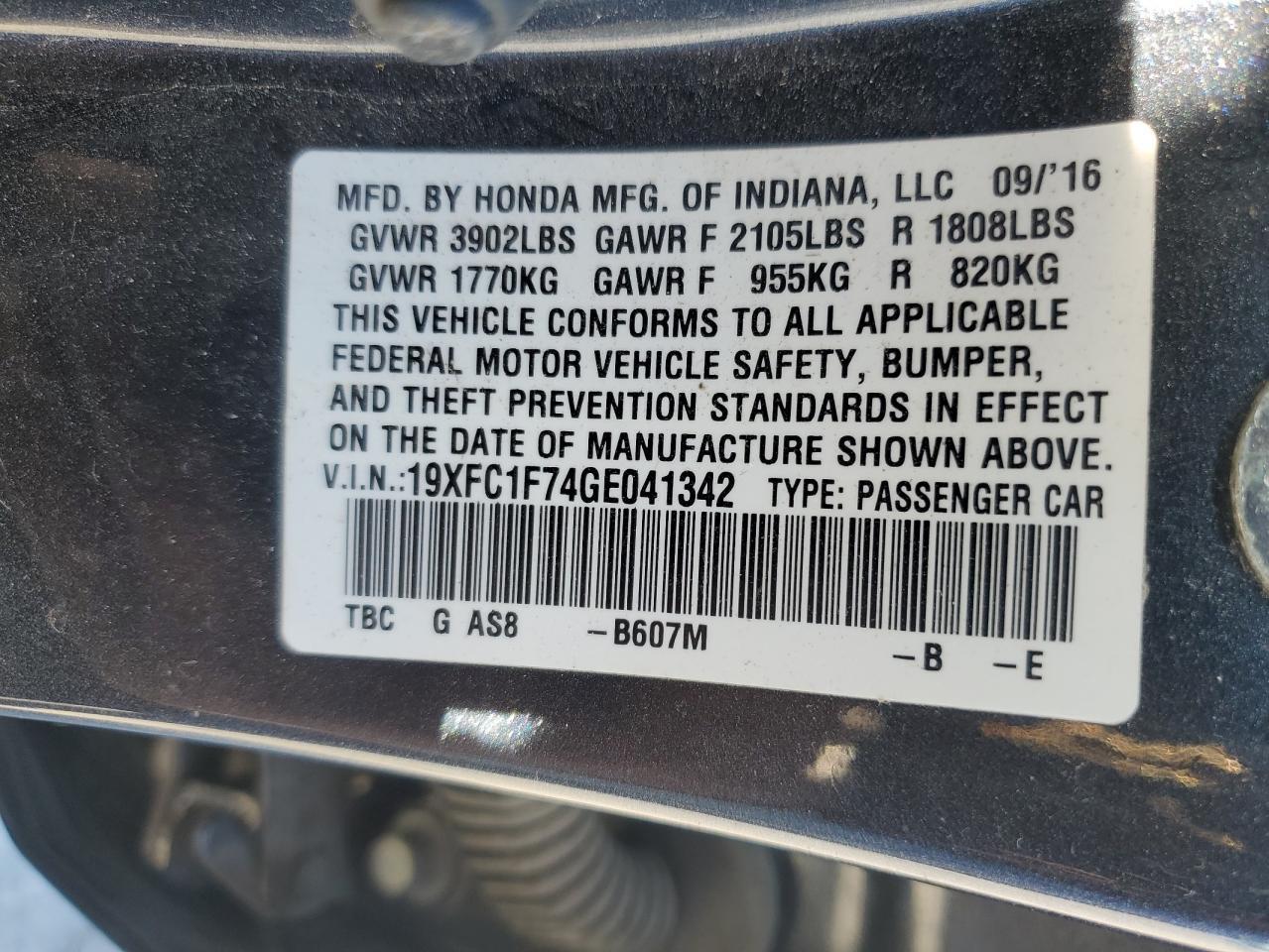 2016 HONDA CIVIC