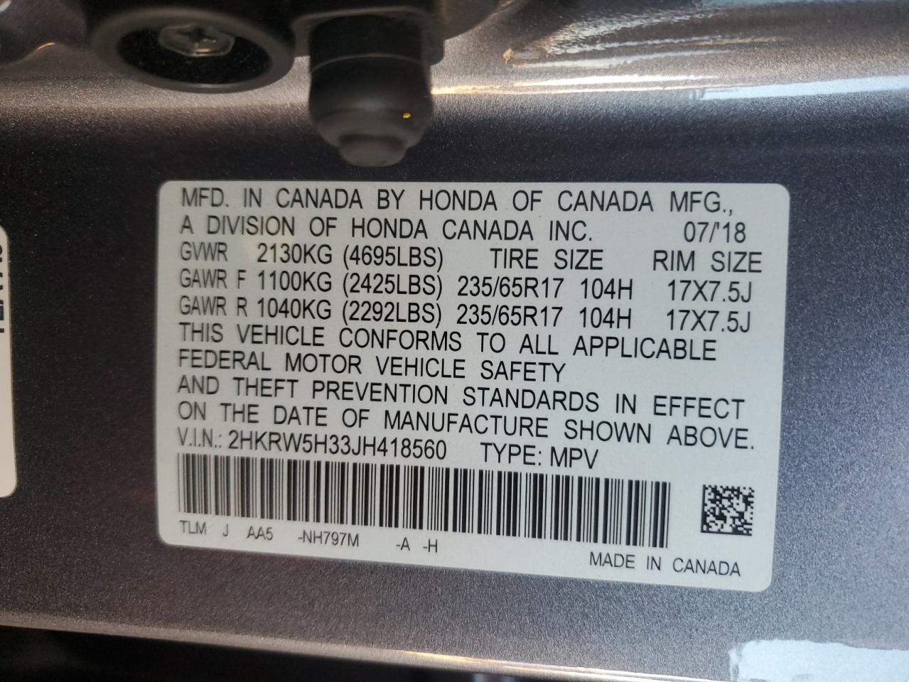 2018 HONDA CR-V