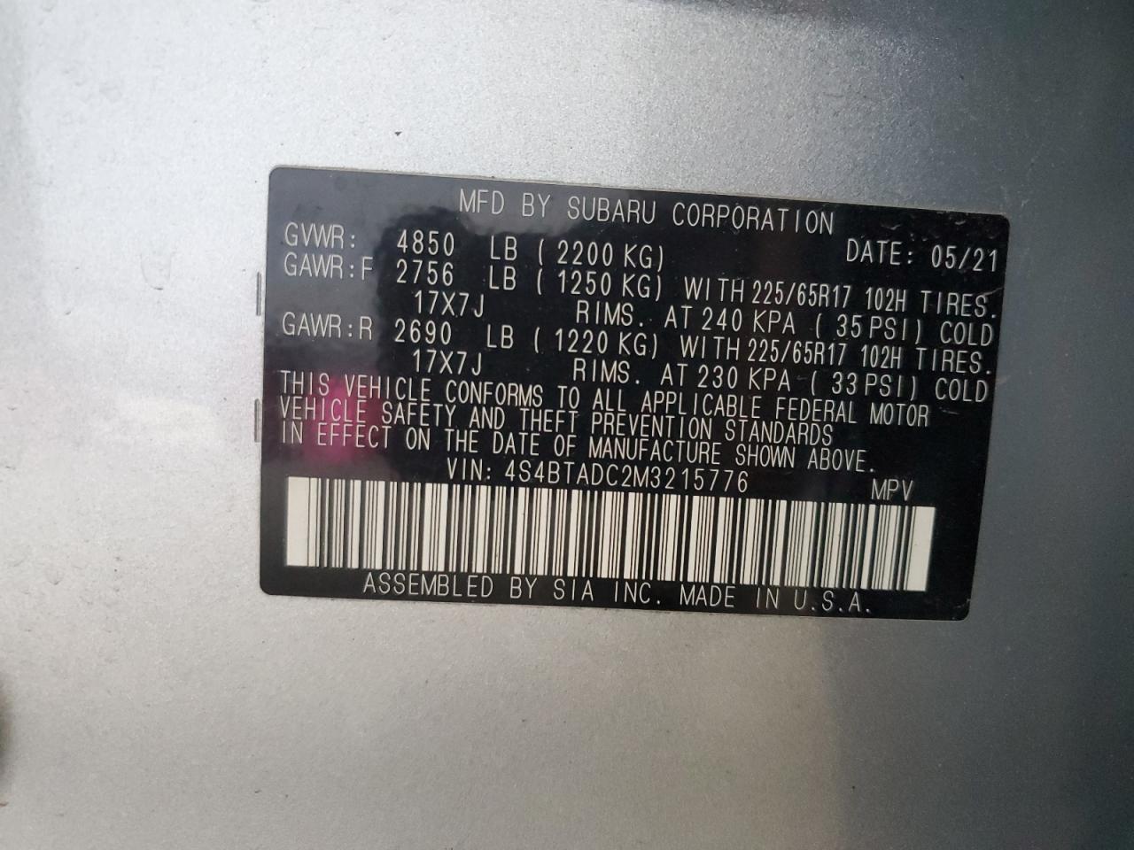 2021 SUBARU Outback