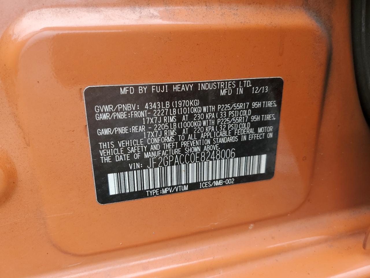 2014 SUBARU XV Crosstrek