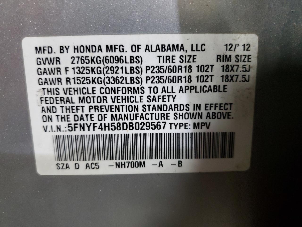 2013 HONDA PILOT