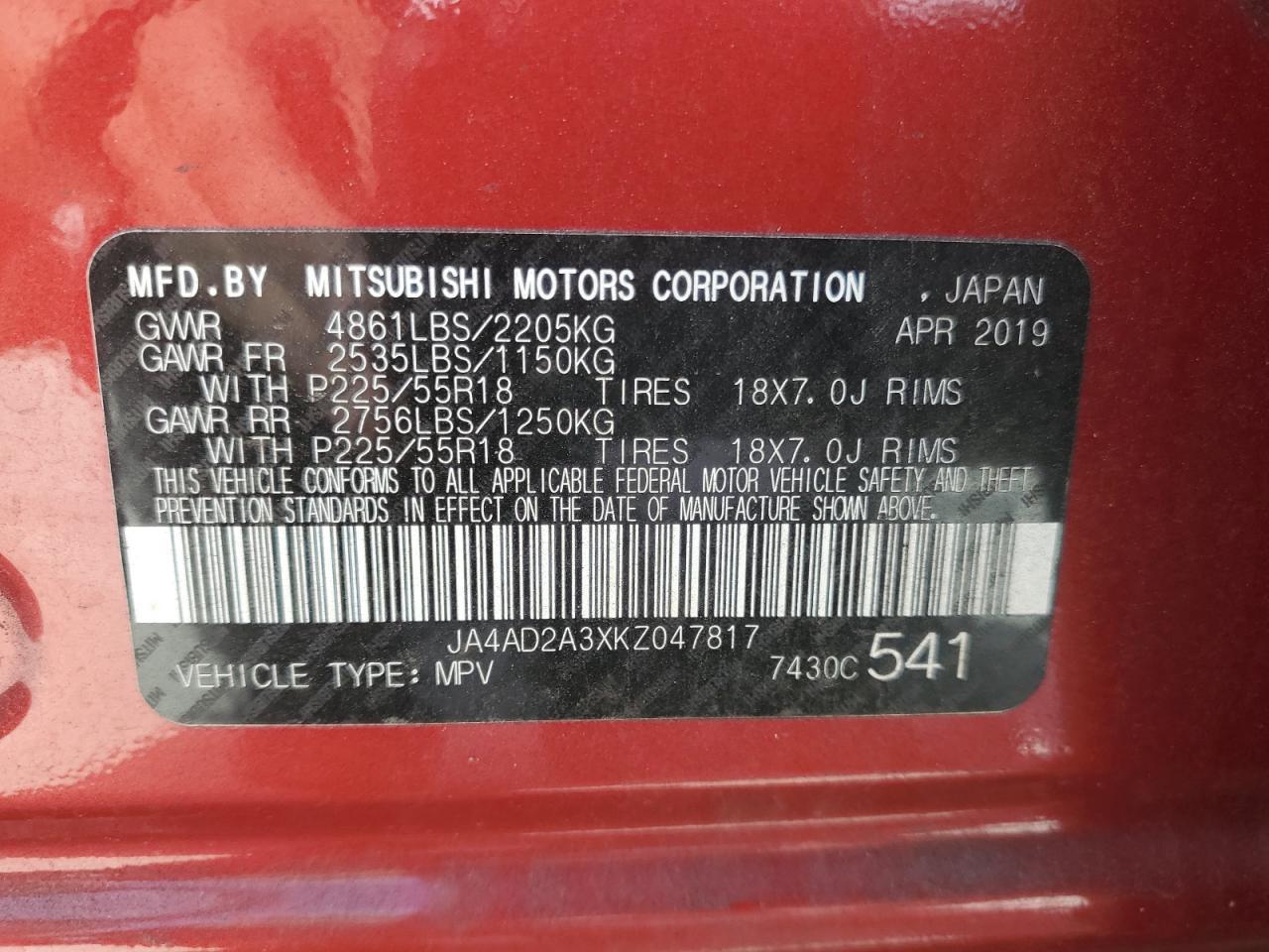2019 MITSUBISHI outlander