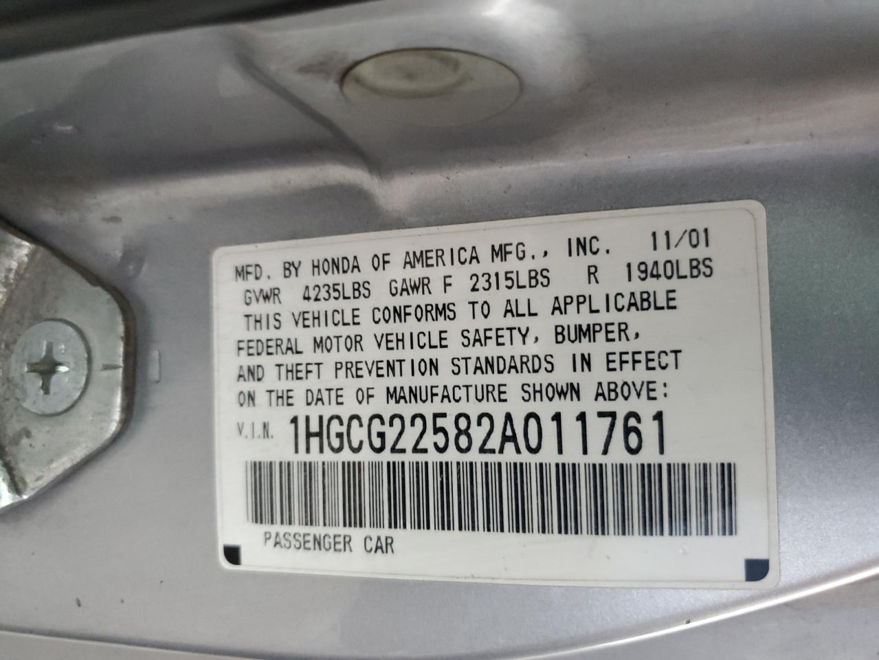 2002 HONDA ACCORD