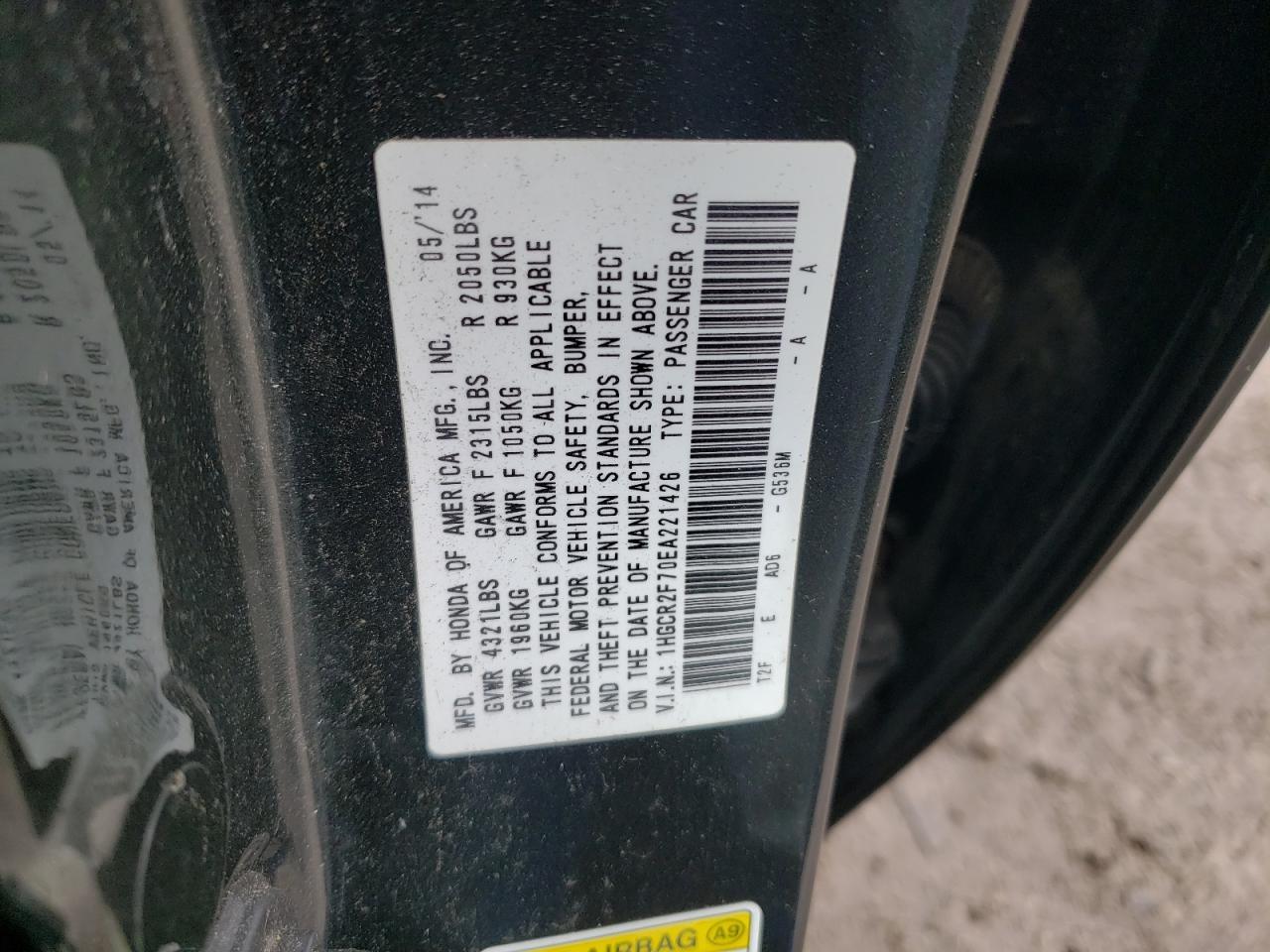 2014 HONDA ACCORD