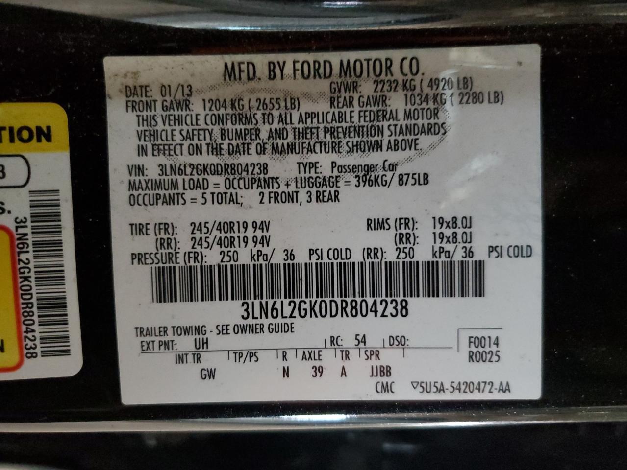 2013 LINCOLN MKZ