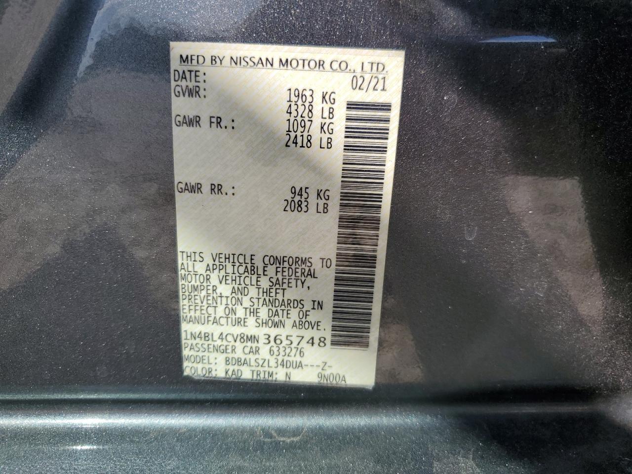 2021 NISSAN ALTIMA