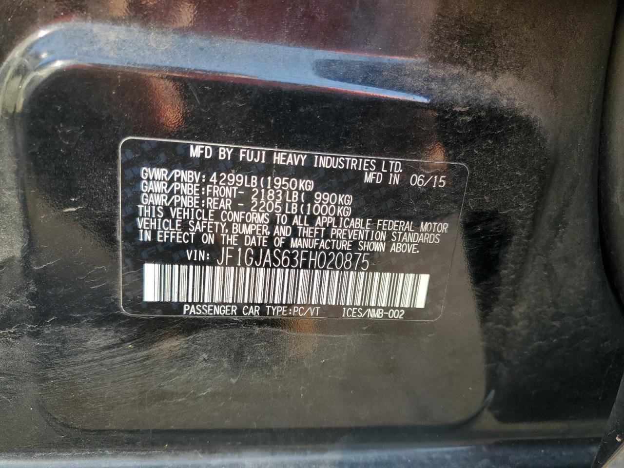 2015 SUBARU IMPREZA