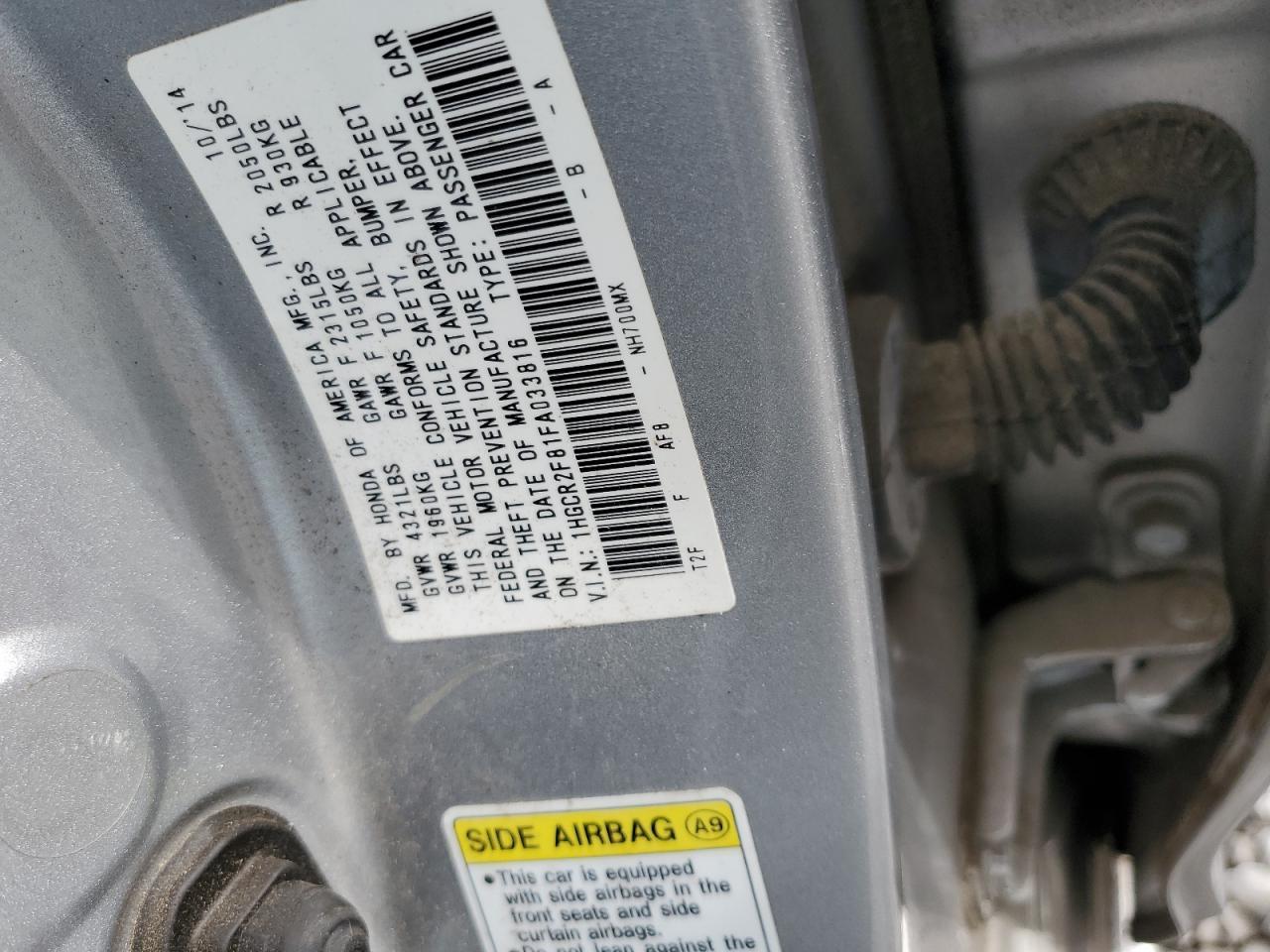 2015 HONDA ACCORD