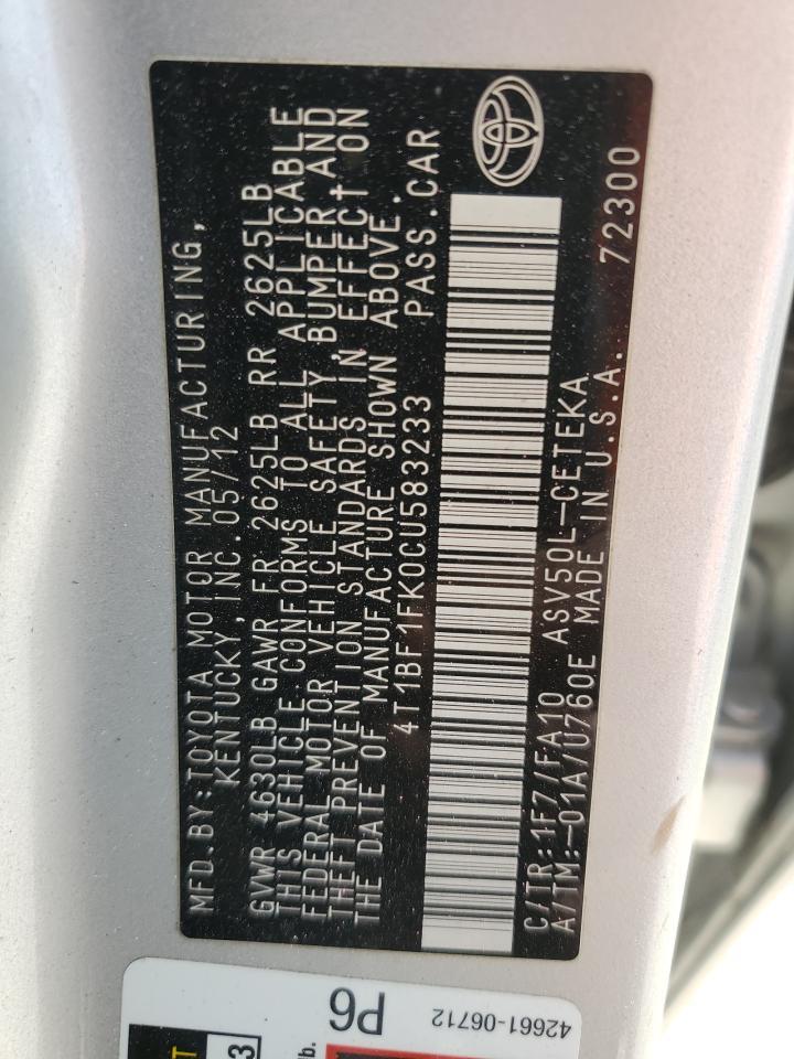 2012 TOYOTA CAMRY