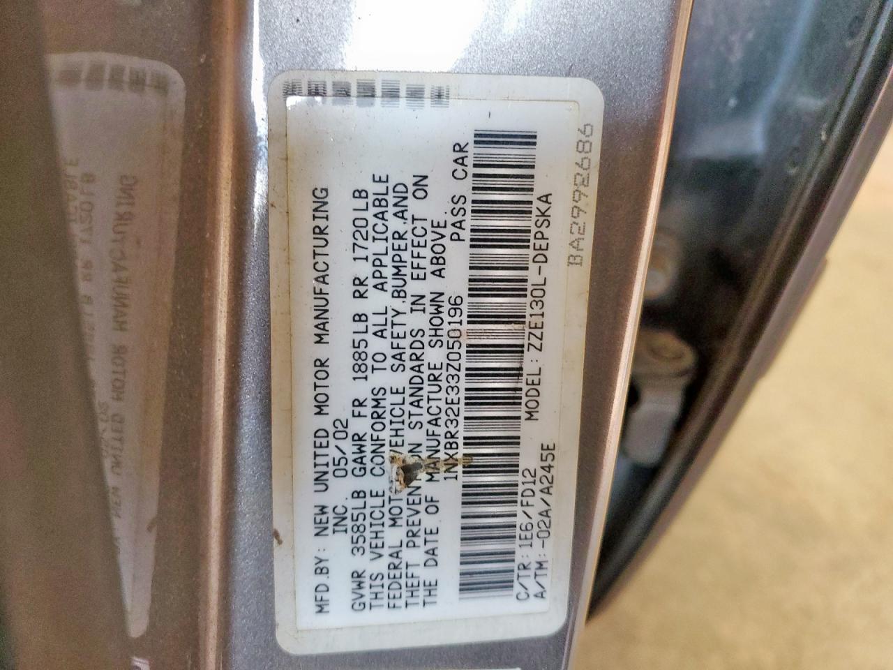 2003 TOYOTA COROLLA