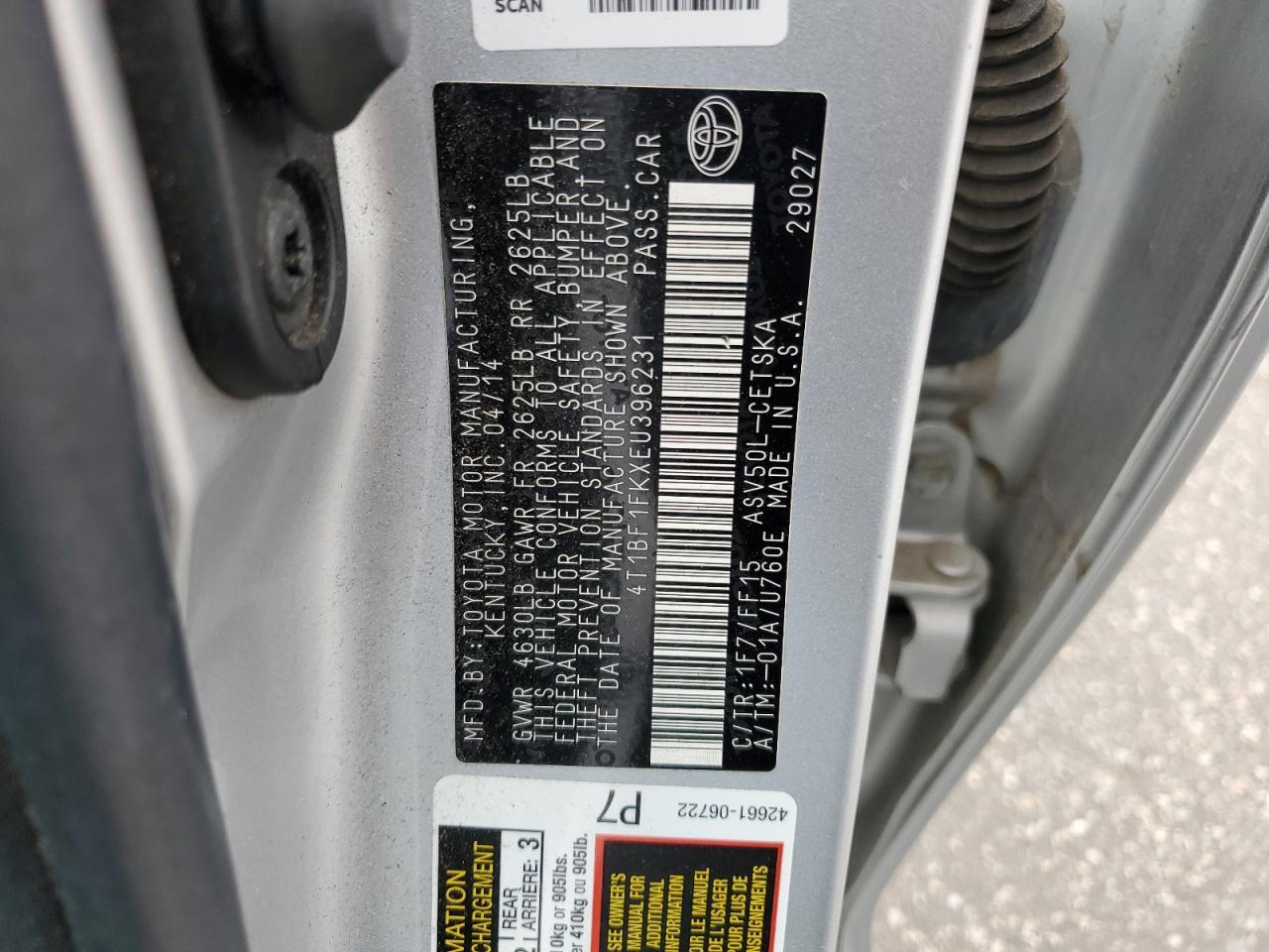 2014 TOYOTA CAMRY