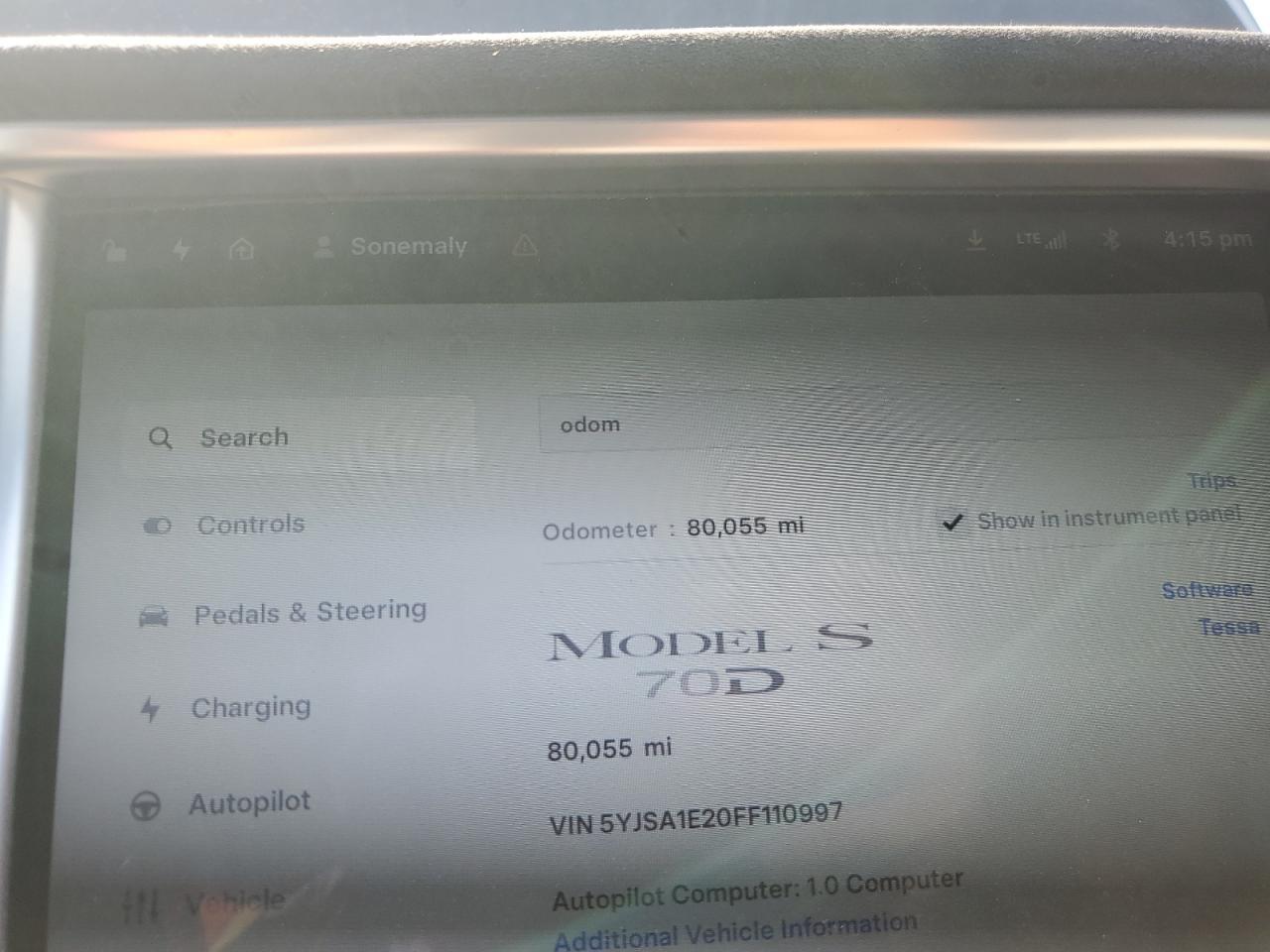 2015 TESLA MODEL S