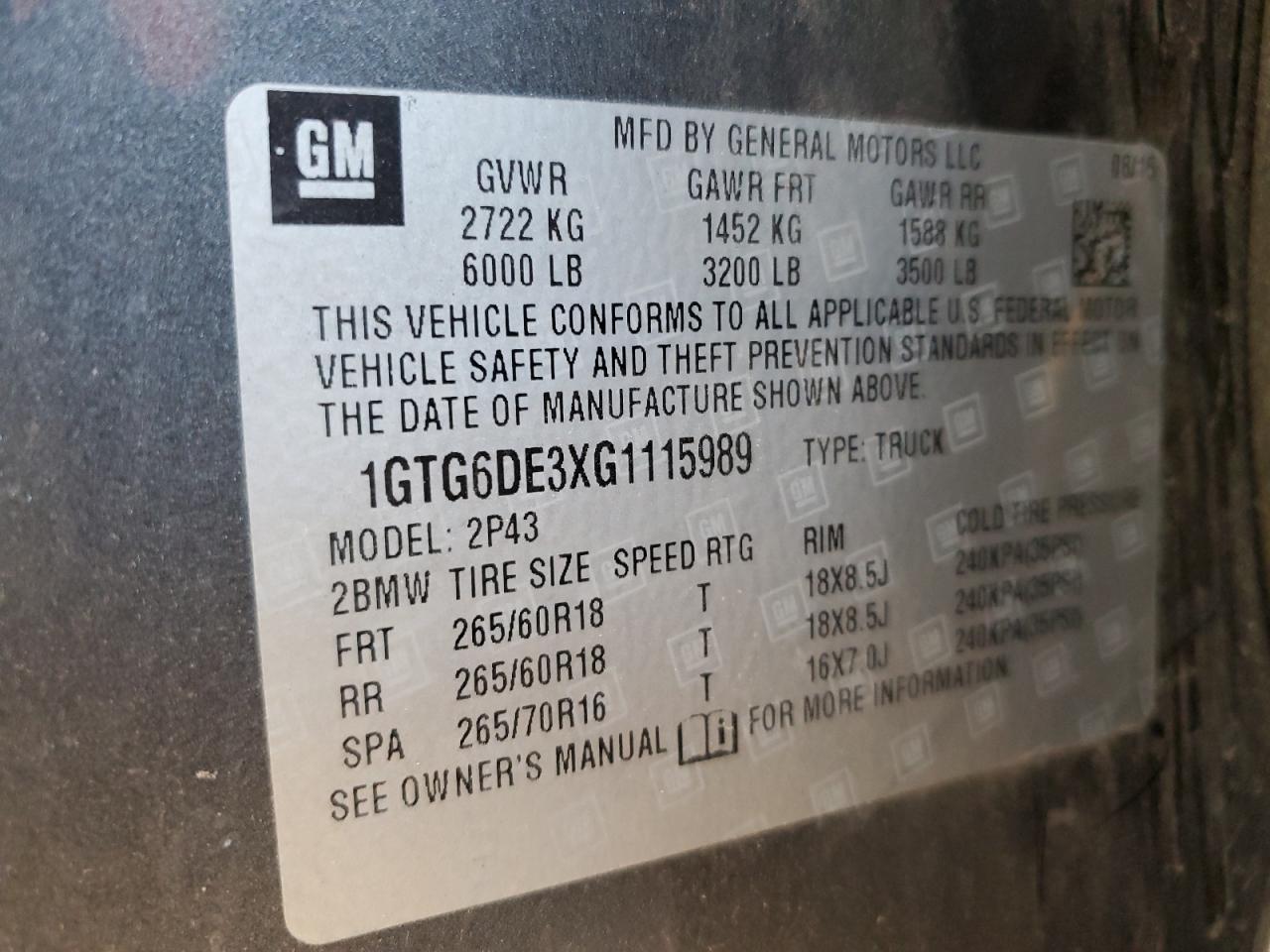 2016 GMC CANYON