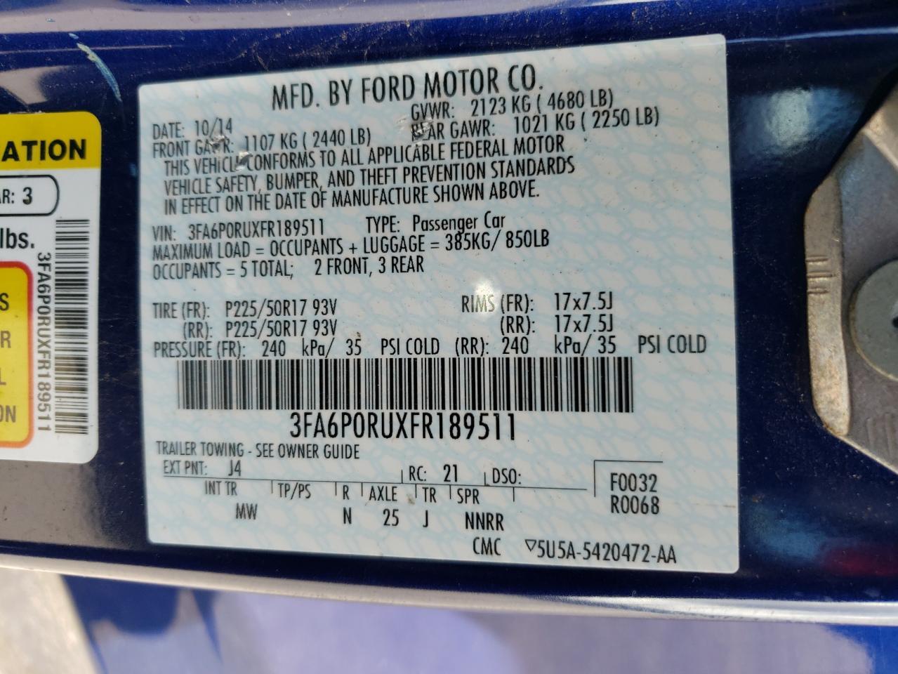 2015 FORD FUSION