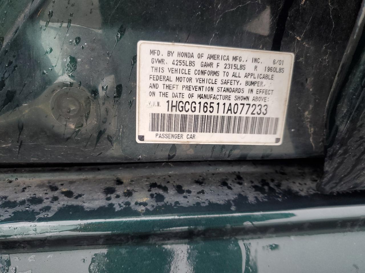 2001 HONDA ACCORD