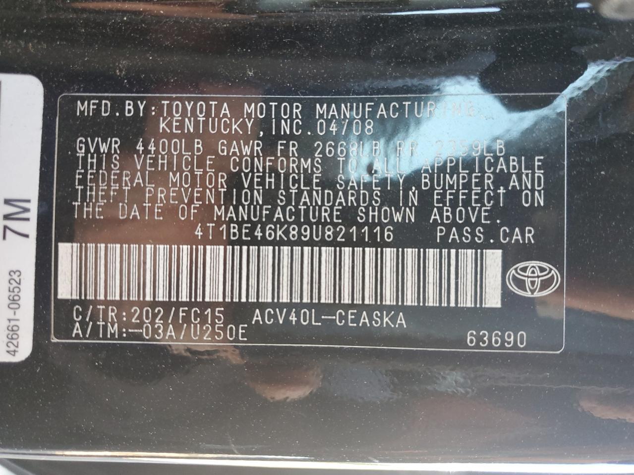 2009 TOYOTA CAMRY