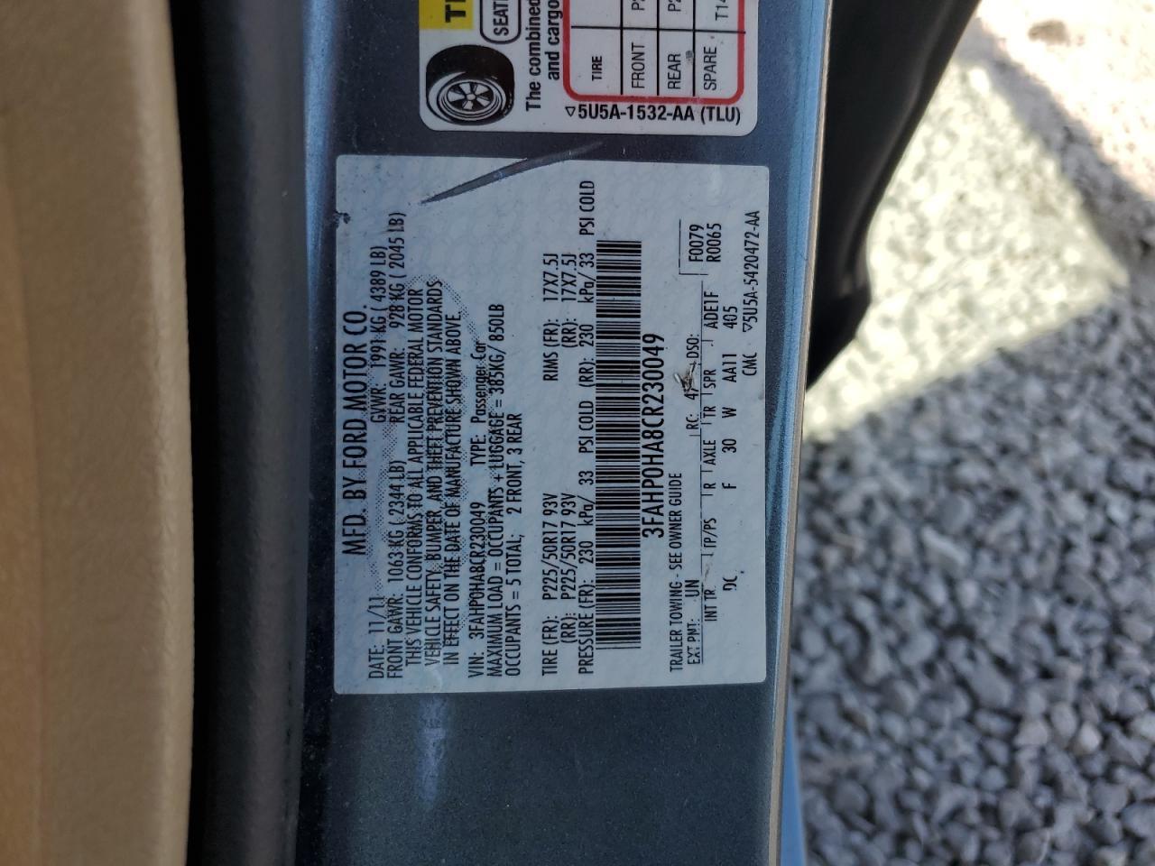 2012 FORD FUSION