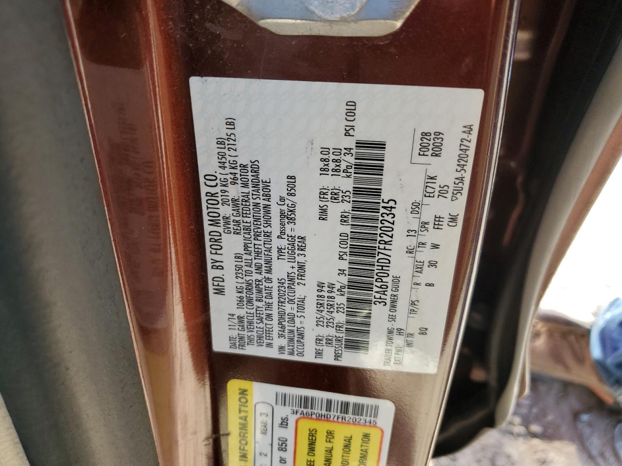 2015 FORD FUSION