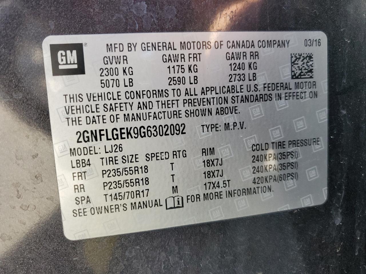 2016 CHEVROLET EQUINOX
